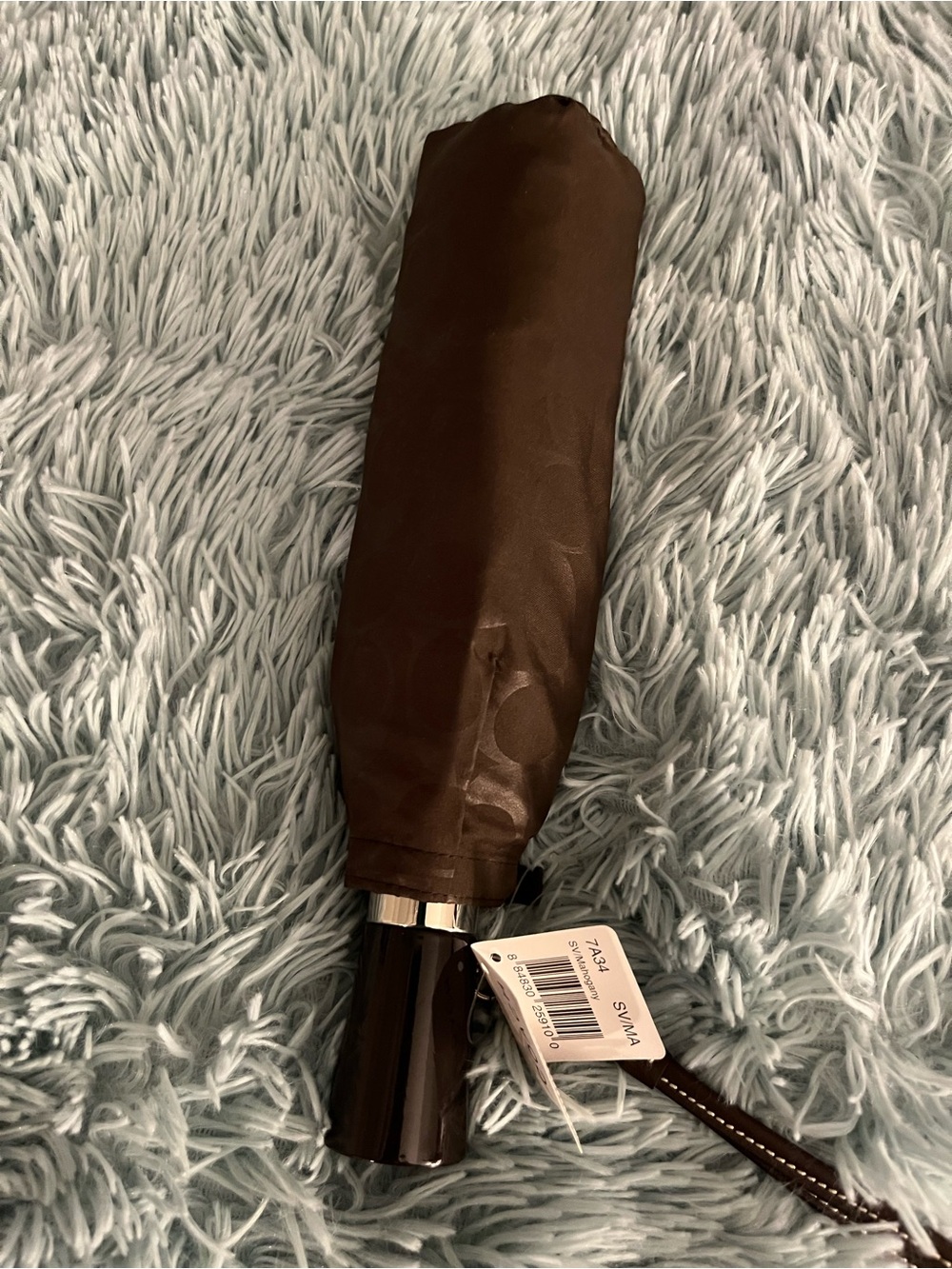 COACH SIGNATURE, DARK, BROWN OPTIC COMPACT UNBRELLA STUNNING NWT